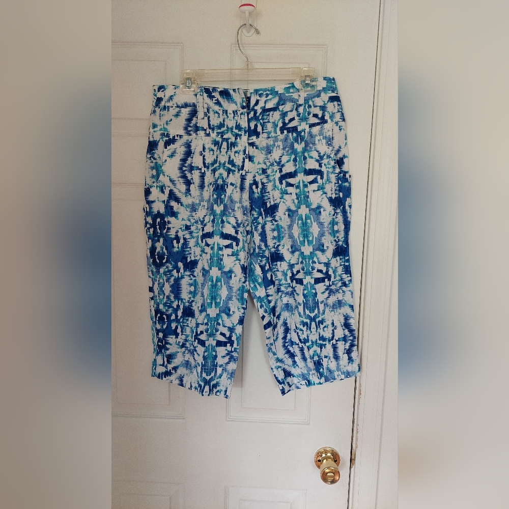 Ruby Rd Women's BEYOND THE SEA  Flat Front Straight Leg Capri Pants Size 10